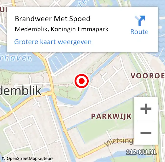 Locatie op kaart van de 112 melding: Brandweer Met Spoed Naar Medemblik, Koningin Emmapark op 27 december 2022 16:15