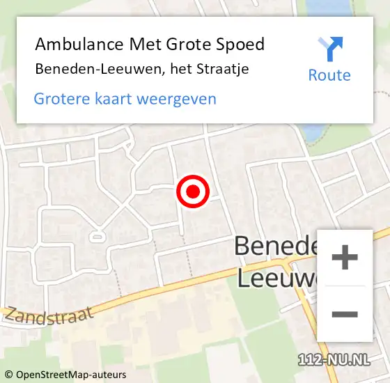 Locatie op kaart van de 112 melding: Ambulance Met Grote Spoed Naar Beneden-Leeuwen, het Straatje op 27 december 2022 16:38