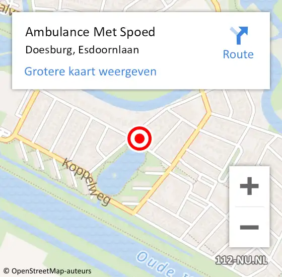 Locatie op kaart van de 112 melding: Ambulance Met Spoed Naar Doesburg, Esdoornlaan op 27 december 2022 16:42