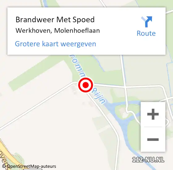 Locatie op kaart van de 112 melding: Brandweer Met Spoed Naar Werkhoven, Molenhoeflaan op 10 augustus 2014 00:13