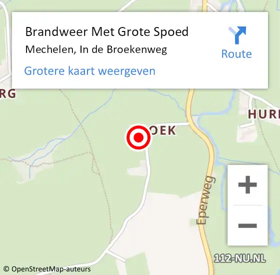 Locatie op kaart van de 112 melding: Brandweer Met Grote Spoed Naar Mechelen, In de Broekenweg op 27 december 2022 16:58