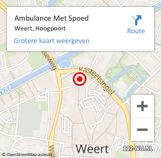 Locatie op kaart van de 112 melding: Ambulance Met Spoed Naar Weert, Hoogpoort op 27 december 2022 16:59