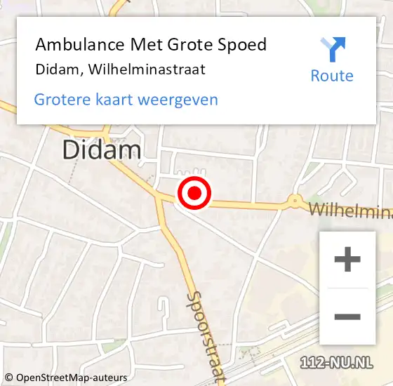 Locatie op kaart van de 112 melding: Ambulance Met Grote Spoed Naar Didam, Wilhelminastraat op 27 december 2022 17:02