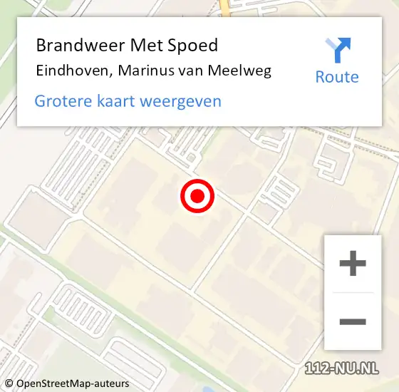 Locatie op kaart van de 112 melding: Brandweer Met Spoed Naar Eindhoven, Marinus van Meelweg op 27 december 2022 17:02