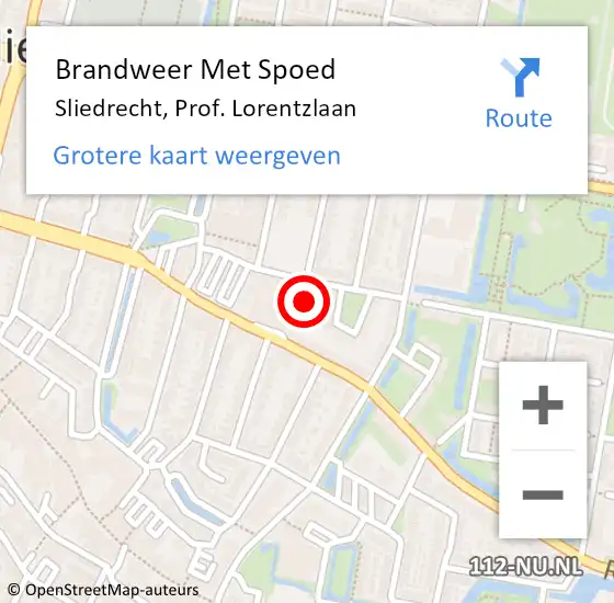 Locatie op kaart van de 112 melding: Brandweer Met Spoed Naar Sliedrecht, Prof. Lorentzlaan op 27 december 2022 17:32