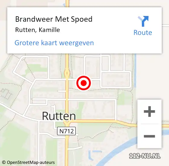 Locatie op kaart van de 112 melding: Brandweer Met Spoed Naar Rutten, Kamille op 27 december 2022 17:44