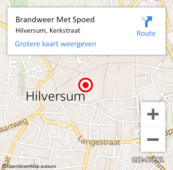 Locatie op kaart van de 112 melding: Brandweer Met Spoed Naar Hilversum, Kerkstraat op 27 december 2022 17:47