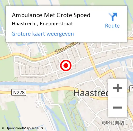 Locatie op kaart van de 112 melding: Ambulance Met Grote Spoed Naar Haastrecht, Erasmusstraat op 27 december 2022 17:58