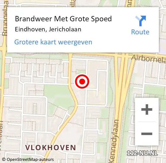 Locatie op kaart van de 112 melding: Brandweer Met Grote Spoed Naar Eindhoven, Jericholaan op 27 december 2022 18:00