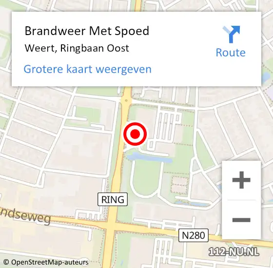 Locatie op kaart van de 112 melding: Brandweer Met Spoed Naar Weert, Ringbaan Oost op 27 december 2022 18:14