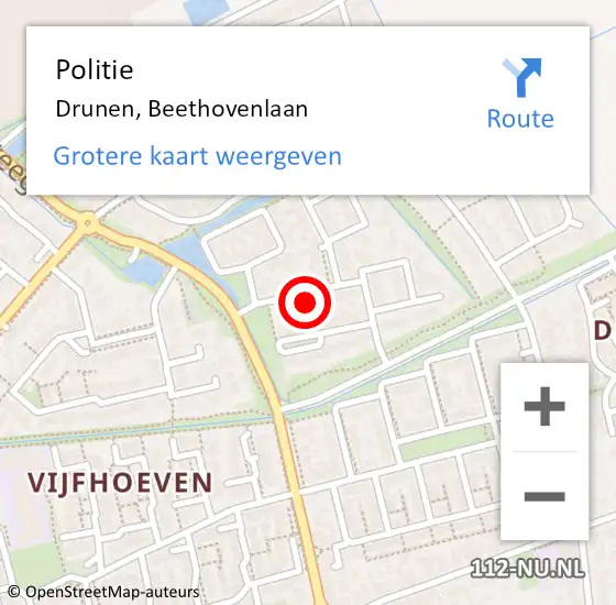 Locatie op kaart van de 112 melding: Politie Drunen, Beethovenlaan op 27 december 2022 18:43