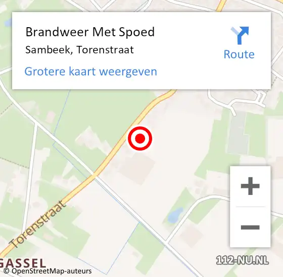 Locatie op kaart van de 112 melding: Brandweer Met Spoed Naar Sambeek, Torenstraat op 27 december 2022 18:53