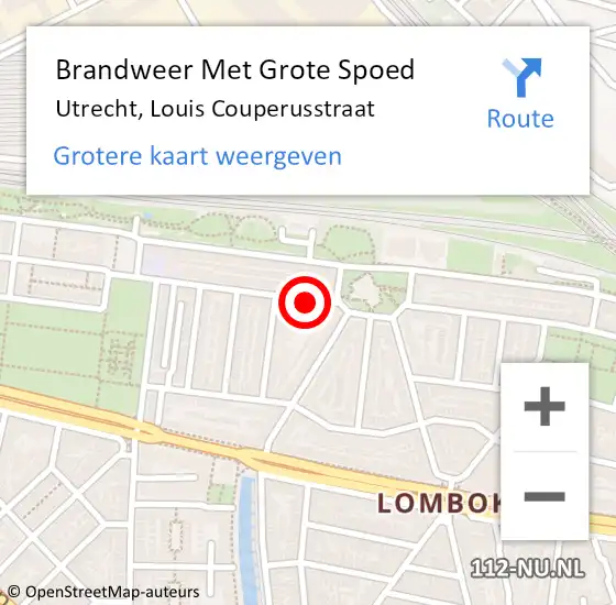 Locatie op kaart van de 112 melding: Brandweer Met Grote Spoed Naar Utrecht, Louis Couperusstraat op 27 december 2022 18:54