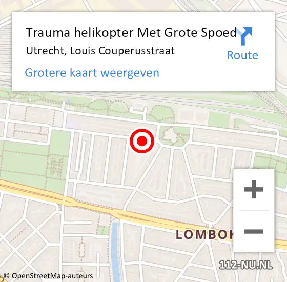 Locatie op kaart van de 112 melding: Trauma helikopter Met Grote Spoed Naar Utrecht, Louis Couperusstraat op 27 december 2022 18:54