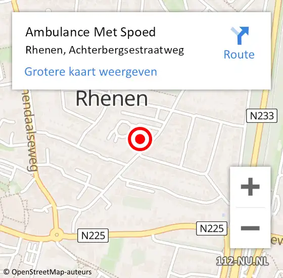 Locatie op kaart van de 112 melding: Ambulance Met Spoed Naar Rhenen, Achterbergsestraatweg op 27 december 2022 19:04