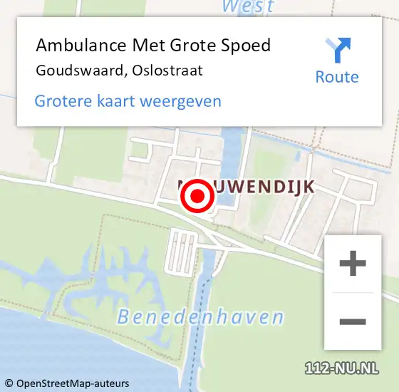 Locatie op kaart van de 112 melding: Ambulance Met Grote Spoed Naar Goudswaard, Oslostraat op 27 december 2022 19:14