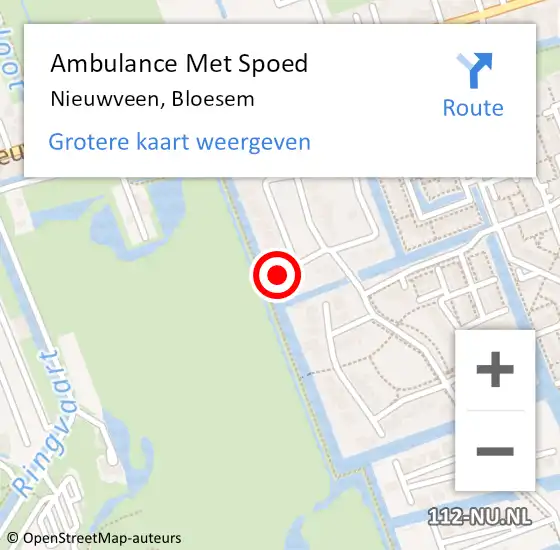 Locatie op kaart van de 112 melding: Ambulance Met Spoed Naar Nieuwveen, Bloesem op 27 december 2022 19:17