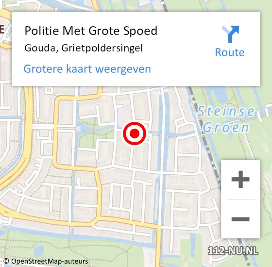 Locatie op kaart van de 112 melding: Politie Met Grote Spoed Naar Gouda, Grietpoldersingel op 27 december 2022 19:28