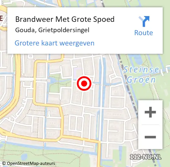 Locatie op kaart van de 112 melding: Brandweer Met Grote Spoed Naar Gouda, Grietpoldersingel op 27 december 2022 19:29