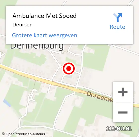 Locatie op kaart van de 112 melding: Ambulance Met Spoed Naar Deursen op 27 december 2022 19:30