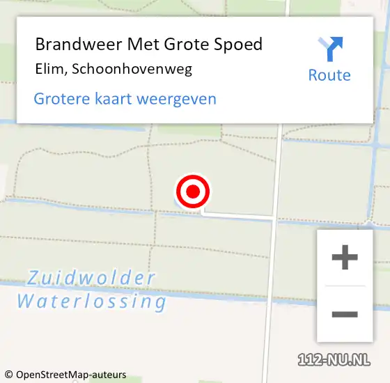 Locatie op kaart van de 112 melding: Brandweer Met Grote Spoed Naar Elim, Schoonhovenweg op 27 december 2022 19:42