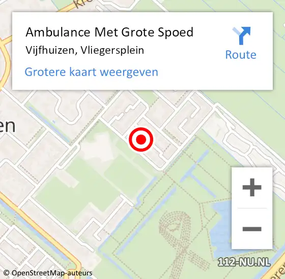 Locatie op kaart van de 112 melding: Ambulance Met Grote Spoed Naar Vijfhuizen, Vliegersplein op 27 december 2022 19:46