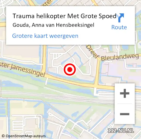 Locatie op kaart van de 112 melding: Trauma helikopter Met Grote Spoed Naar Gouda, Anna van Hensbeeksingel op 27 december 2022 19:49