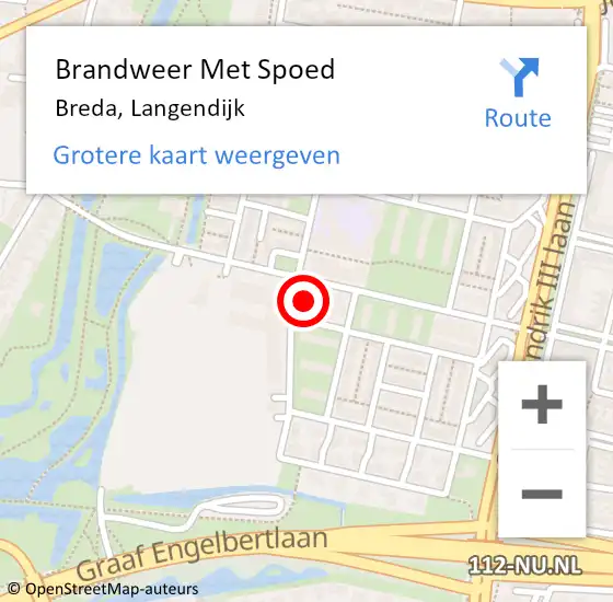 Locatie op kaart van de 112 melding: Brandweer Met Spoed Naar Breda, Langendijk op 27 december 2022 19:59