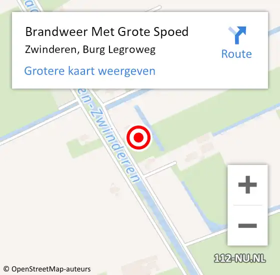 Locatie op kaart van de 112 melding: Brandweer Met Grote Spoed Naar Zwinderen, Burg Legroweg op 27 december 2022 20:06