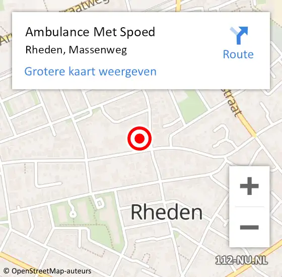 Locatie op kaart van de 112 melding: Ambulance Met Spoed Naar Rheden, Massenweg op 27 december 2022 21:08