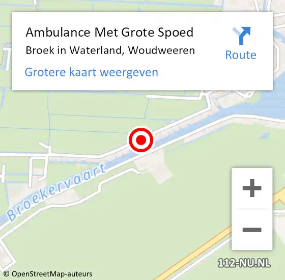 Locatie op kaart van de 112 melding: Ambulance Met Grote Spoed Naar Broek in Waterland, Woudweeren op 27 december 2022 21:09