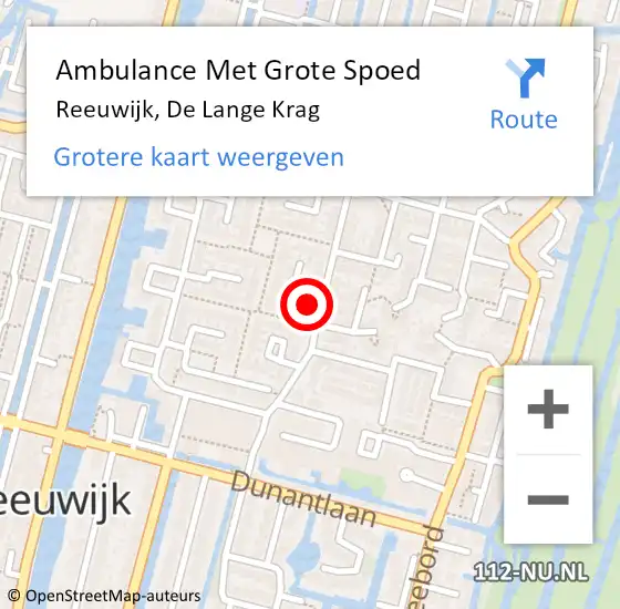 Locatie op kaart van de 112 melding: Ambulance Met Grote Spoed Naar Reeuwijk, De Lange Krag op 27 december 2022 21:27