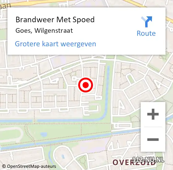 Locatie op kaart van de 112 melding: Brandweer Met Spoed Naar Goes, Wilgenstraat op 27 december 2022 21:30