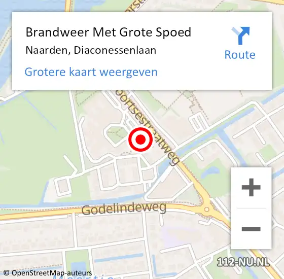 Locatie op kaart van de 112 melding: Brandweer Met Grote Spoed Naar Naarden, Diaconessenlaan op 27 december 2022 22:06