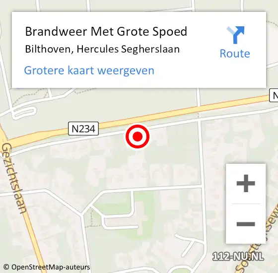 Locatie op kaart van de 112 melding: Brandweer Met Grote Spoed Naar Bilthoven, Hercules Segherslaan op 27 december 2022 22:07