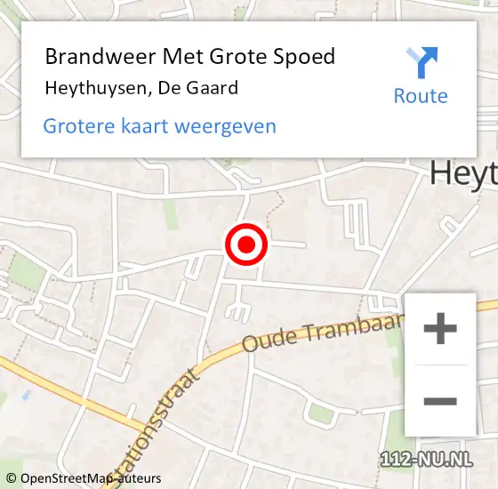 Locatie op kaart van de 112 melding: Brandweer Met Grote Spoed Naar Heythuysen, De Gaard op 27 december 2022 22:10