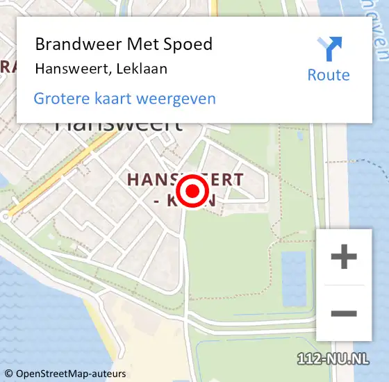 Locatie op kaart van de 112 melding: Brandweer Met Spoed Naar Hansweert, Leklaan op 27 december 2022 22:12