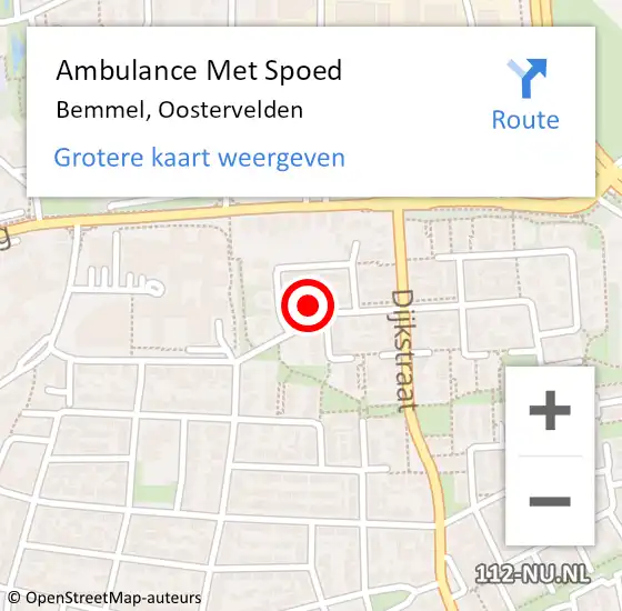 Locatie op kaart van de 112 melding: Ambulance Met Spoed Naar Bemmel, Oostervelden op 27 december 2022 22:17