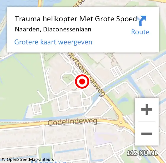 Locatie op kaart van de 112 melding: Trauma helikopter Met Grote Spoed Naar Naarden, Diaconessenlaan op 27 december 2022 22:19