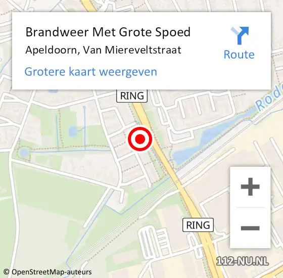 Locatie op kaart van de 112 melding: Brandweer Met Grote Spoed Naar Apeldoorn, Van Miereveltstraat op 27 december 2022 22:46