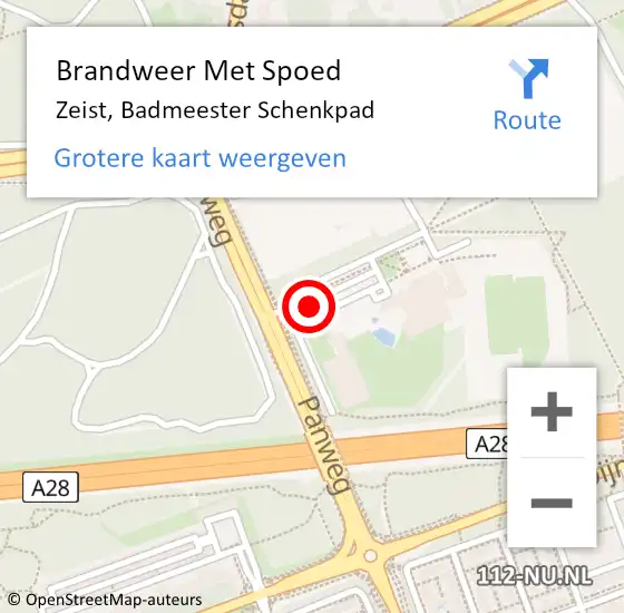 Locatie op kaart van de 112 melding: Brandweer Met Spoed Naar Zeist, Badmeester Schenkpad op 27 december 2022 23:13