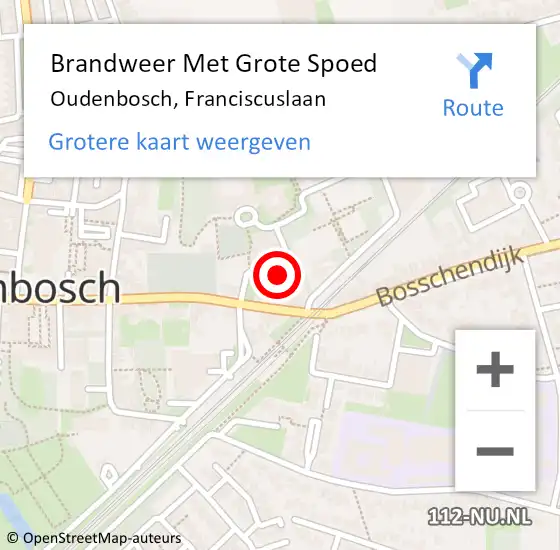 Locatie op kaart van de 112 melding: Brandweer Met Grote Spoed Naar Oudenbosch, Franciscuslaan op 27 december 2022 23:19