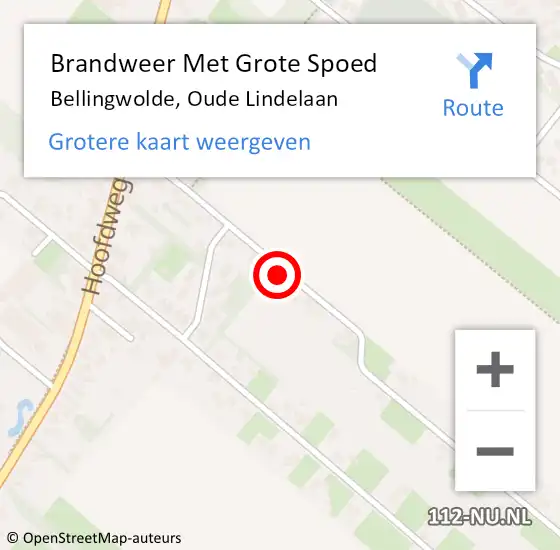 Locatie op kaart van de 112 melding: Brandweer Met Grote Spoed Naar Bellingwolde, Oude Lindelaan op 27 december 2022 23:25