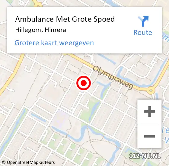 Locatie op kaart van de 112 melding: Ambulance Met Grote Spoed Naar Hillegom, Himera op 28 december 2022 00:03