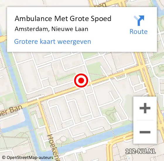 Locatie op kaart van de 112 melding: Ambulance Met Grote Spoed Naar Amsterdam, Nieuwe Laan op 28 december 2022 00:22