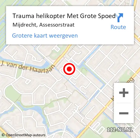 Locatie op kaart van de 112 melding: Trauma helikopter Met Grote Spoed Naar Mijdrecht, Assessorstraat op 28 december 2022 00:47