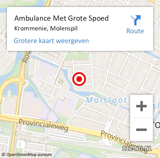 Locatie op kaart van de 112 melding: Ambulance Met Grote Spoed Naar Krommenie, Molenspil op 28 december 2022 00:51