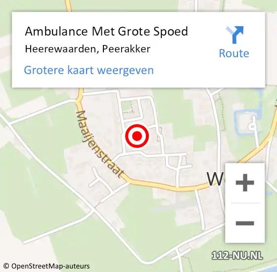 Locatie op kaart van de 112 melding: Ambulance Met Grote Spoed Naar Heerewaarden, Peerakker op 28 december 2022 01:26