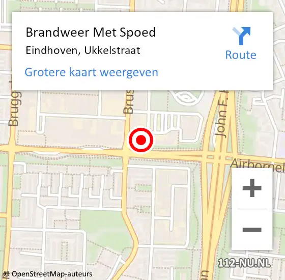 Locatie op kaart van de 112 melding: Brandweer Met Spoed Naar Eindhoven, Ukkelstraat op 28 december 2022 02:05