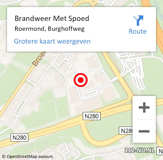 Locatie op kaart van de 112 melding: Brandweer Met Spoed Naar Roermond, Burghoffweg op 28 december 2022 02:54